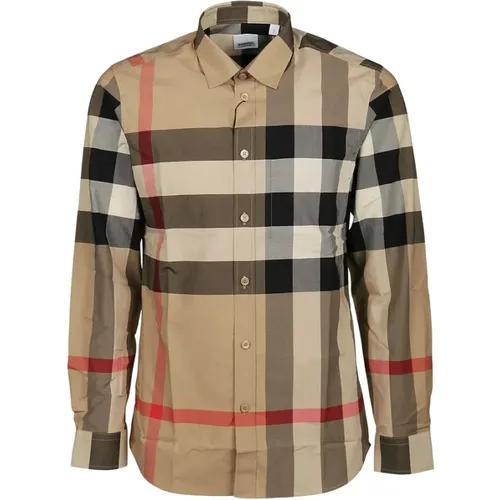 Check Stretch Poplin Shirt , male, Sizes: 2XL, XL, XS, S, L - Burberry - Modalova