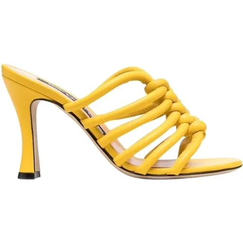 Gelbe Leder High Heel Sandalen , Damen, Größe: 38 EU - Sergio Rossi - Modalova