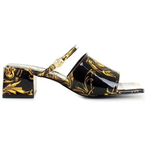 Women Sandals with Baroque Print and Metallic Gold Details , female, Sizes: 3 UK - Versace Jeans Couture - Modalova