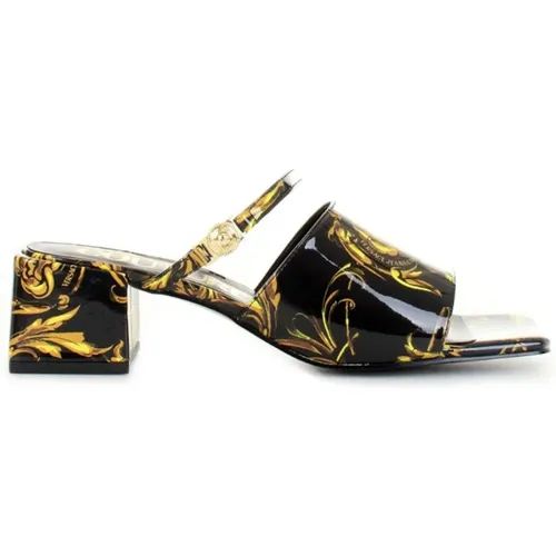 Women Sandals with Baroque Print and Metallic Gold Details , female, Sizes: 4 UK - Versace Jeans Couture - Modalova