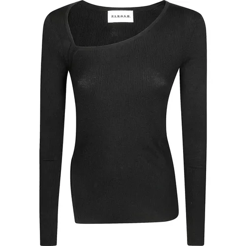 Asymmetrisches Rippenhals Top , Damen, Größe: L - P.A.R.O.S.H. - Modalova