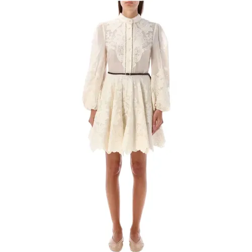 Cream Lace Mini Dress Aw24 , female, Sizes: S - Zimmermann - Modalova