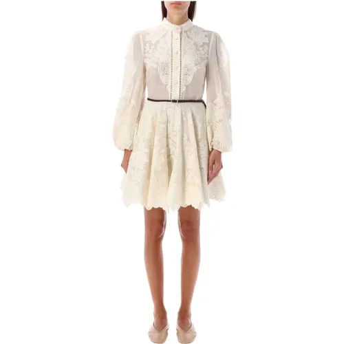 Cream Lace Mini Dress Aw24 , female, Sizes: XS - Zimmermann - Modalova