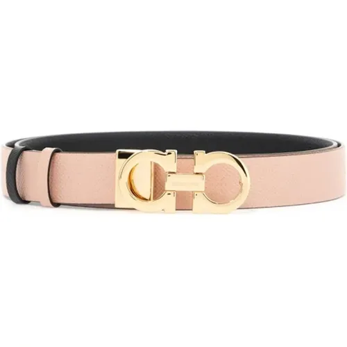 Reversible Gancini Leather Belt with Gold Buckle , female, Sizes: 100 CM - Salvatore Ferragamo - Modalova