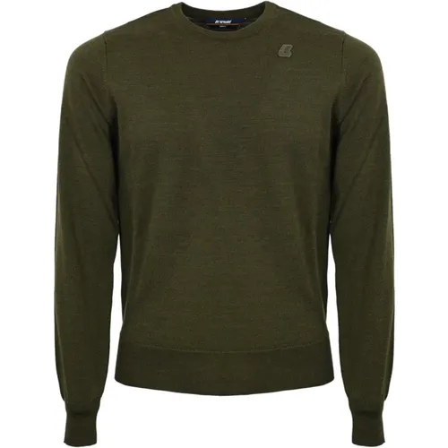 Militärgrüner Wollpullover , Herren, Größe: M - K-way - Modalova