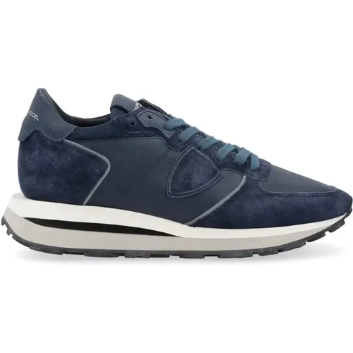 Blaue Low-Top-Sneakers Tropez Stil , Herren, Größe: 39 EU - Philippe Model - Modalova