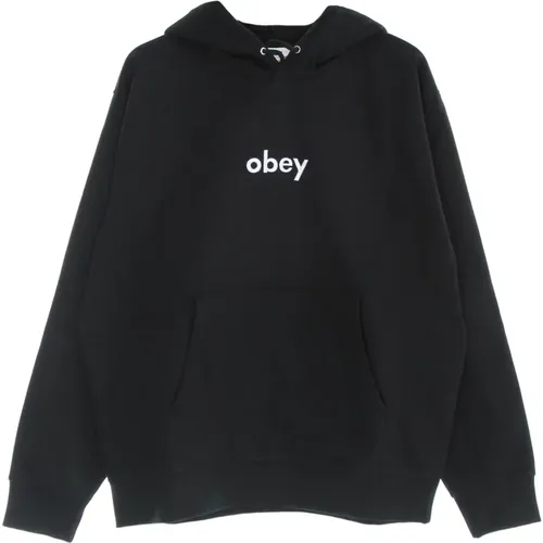 Schwarzer Fleece Hoodie mit Kängurutasche , Herren, Größe: XL - Obey - Modalova