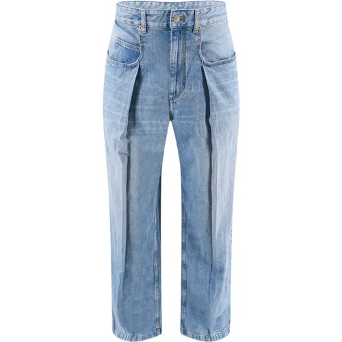 Blaue Wide Leg Jeans mit Reißverschluss und Knopf , Herren, Größe: W30 - Isabel marant - Modalova
