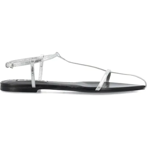 Silver Closed Toe Flat Cage Sandals , female, Sizes: 3 UK, 7 UK - Jil Sander - Modalova