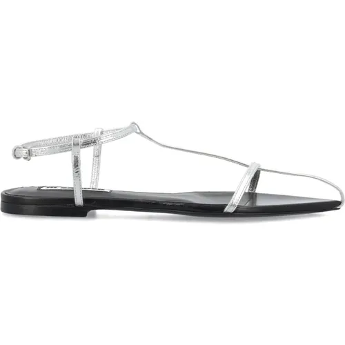 Silver Closed Toe Flat Cage Sandals , female, Sizes: 6 UK, 3 UK, 7 UK, 5 UK - Jil Sander - Modalova