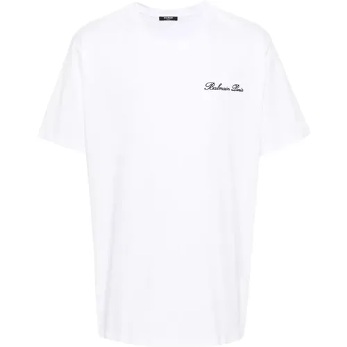 Signature Logo T-Shirt Bulky Fit , Herren, Größe: S - Balmain - Modalova