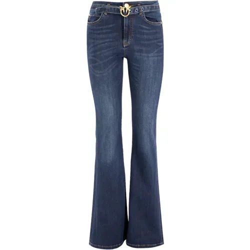 Dunkle Waschung Flare Fit Jeans - pinko - Modalova