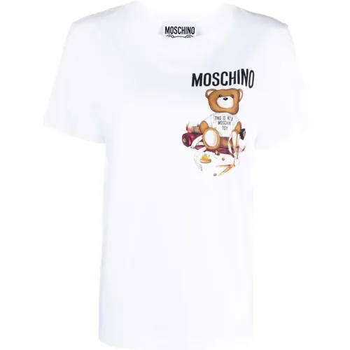 Logo Print T-shirts and Polos , female, Sizes: XS, S - Moschino - Modalova