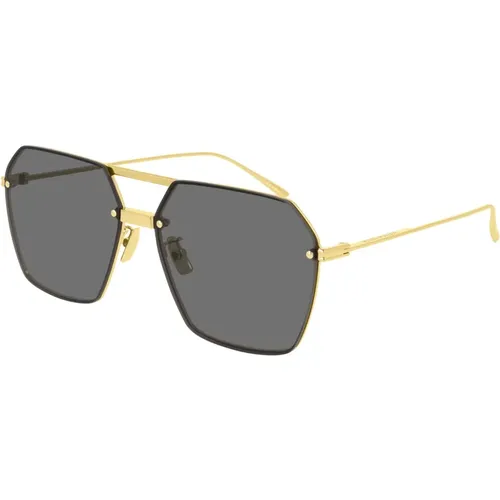 Gold Black/Grey Sunglasses - Bottega Veneta - Modalova