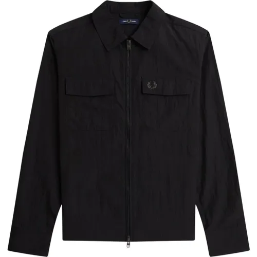 Men's Zip Overshirt Jacket , male, Sizes: 2XL, XL, M - Fred Perry - Modalova
