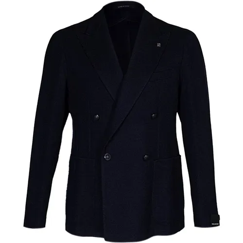 Men's blazer. Double-breasted model with peak lapel. Regular fit. Patch pocket. Textured fabric. Made in Italy , male, Sizes: M, S, XL - Tagliatore - Modalova