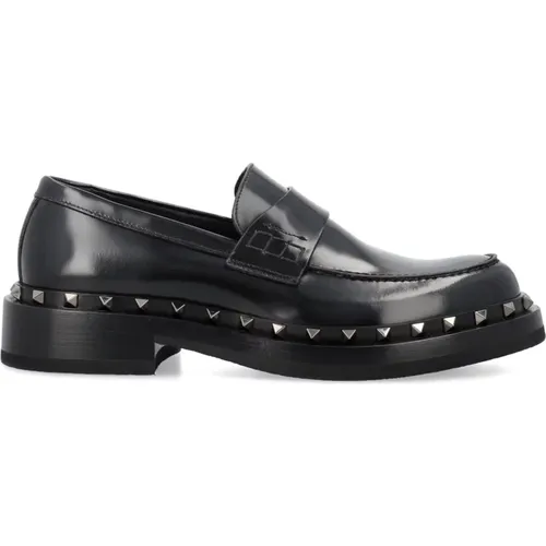 Loafers,Schwarze flache Schuhe mit Rockstud-Details - Valentino Garavani - Modalova