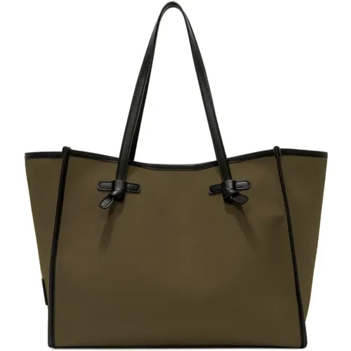 Marcella O Schultertasche,MARCELLA O Handtasche Schwarz Leder,MARCELLA O Handtasche,Canvas-Einkaufstasche mit Lederelementen - Gianni Chiarini - Modalova