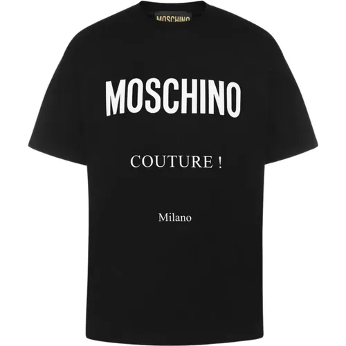 Schwarzes Stretch-Jersey T-Shirt - Moschino - Modalova