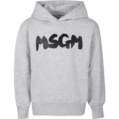 Klassischer Grauer Kapuzenpullover - MSGM - Modalova