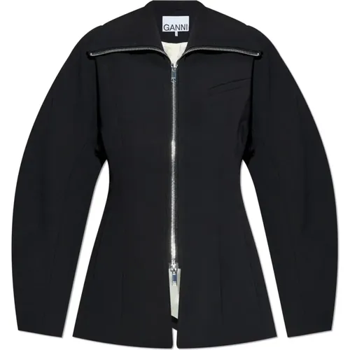 Jacke mit Kragen , Damen, Größe: XS - Ganni - Modalova