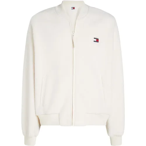 Boxy-Fit Teddy Sweater , male, Sizes: M - Tommy Hilfiger - Modalova