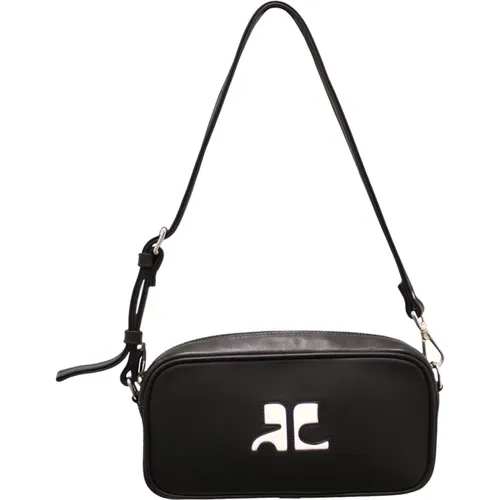 Leather Camera Baguette Bag with Zipper , female, Sizes: ONE SIZE - Courrèges - Modalova