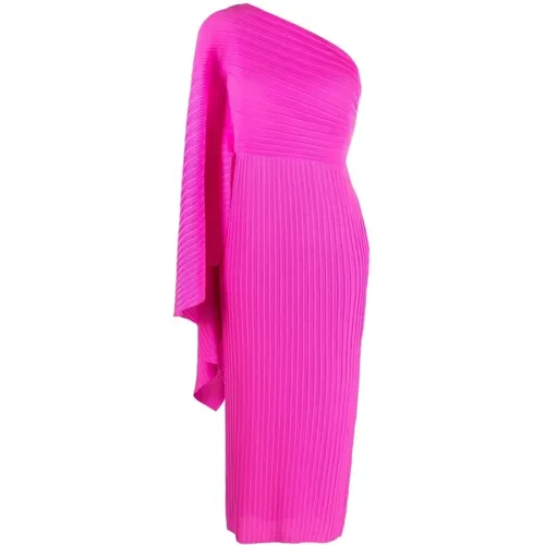Fuchsia Geripptes One-Shoulder Kleid , Damen, Größe: 2XS - Solace London - Modalova