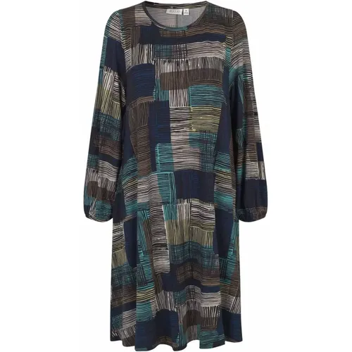 Abstract Print Dress with Puff Sleeves , female, Sizes: M, XS - Masai - Modalova