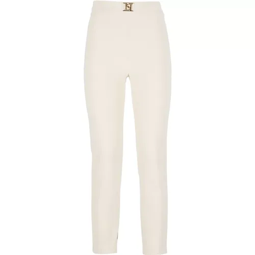 Trousers Ivory , female, Sizes: L, XS, S, XL - Elisabetta Franchi - Modalova