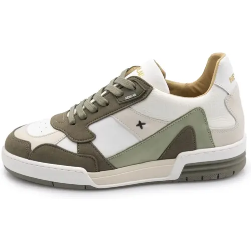 Sneaker with Beige Appleskin and Green Microfiber , male, Sizes: 7 UK, 10 UK - Newlab - Modalova