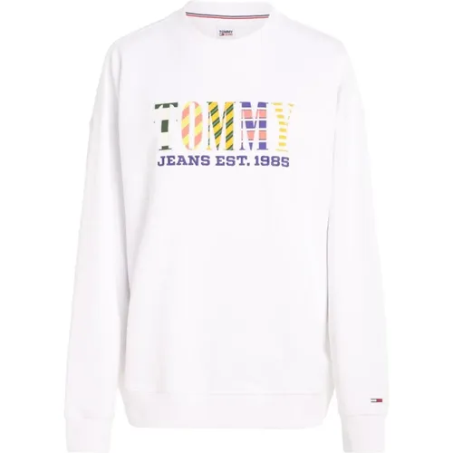 Weißer Sweatshirt mit Reißverschluss - Tommy Jeans - Modalova