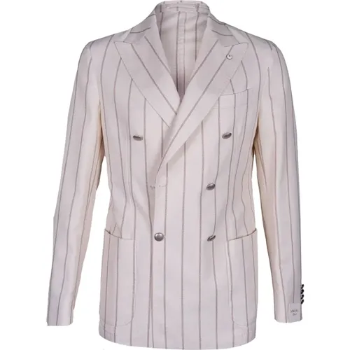 Men's Cotton Blazer. Double-breasted pinstripe jacket. , male, Sizes: XL, L, M - L.b.m. 1911 - Modalova