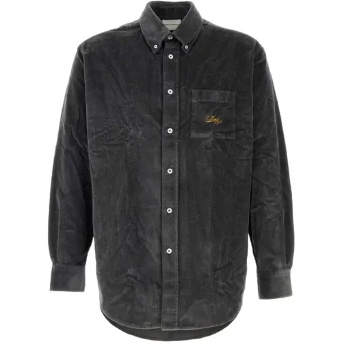 Dark Grey Corduroy Shirt Elevate Wardrobe , male, Sizes: L, M - Drole de Monsieur - Modalova