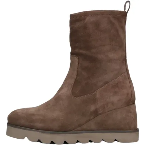 Taupe Wildleder Stiefeletten Leticia , Damen, Größe: 39 EU - Unisa - Modalova