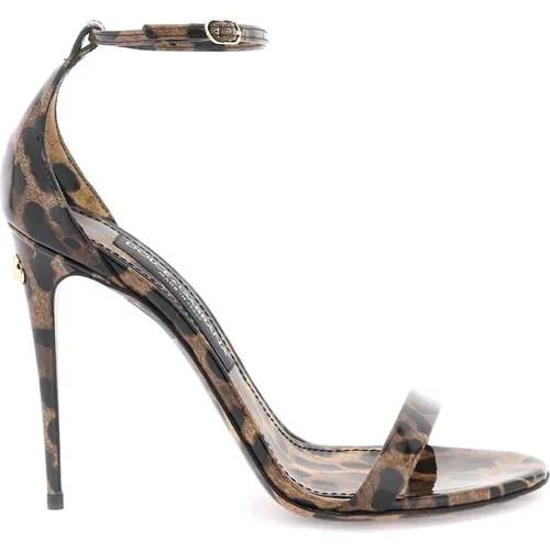 Leopard Print Leather Sandals , female, Sizes: 7 1/2 UK, 7 UK, 5 UK, 4 1/2 UK, 4 UK, 6 1/2 UK, 8 UK - Dolce & Gabbana - Modalova