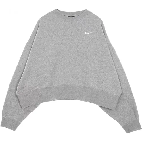 Kurzer Crew Neck Sweatshirt - Trendy Streetwear , Damen, Größe: L - Nike - Modalova