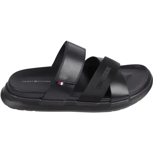 Schwarze flache Sandalen Density Mix , Herren, Größe: 43 EU - Tommy Hilfiger - Modalova