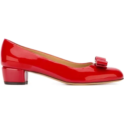 Rote Absatz Leder Patent Schuhe , Damen, Größe: 39 1/2 EU - Salvatore Ferragamo - Modalova