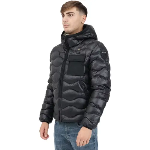 Herren Steppjacke mit Karomuster - Blauer - Modalova