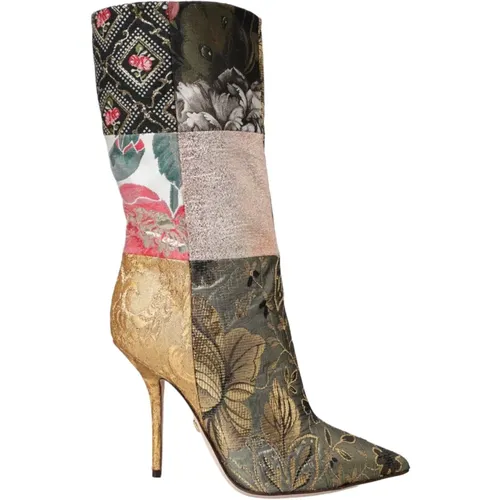 Patchwork Print High Heel Stiefel - Dolce & Gabbana - Modalova