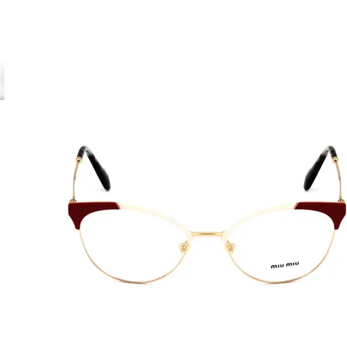 Metallic Cat-Eye Glasses - Fashion-Forward Style , female, Sizes: 54 MM - Miu Miu - Modalova