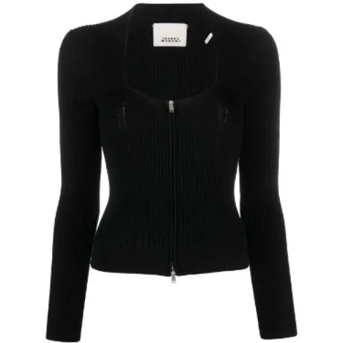 Schwarzer Rippstrick-Cardigan , Damen, Größe: 2XS - Isabel marant - Modalova