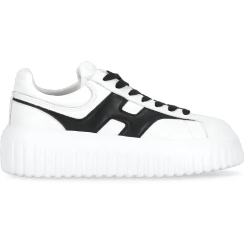 Weiße Ledersneakers mit Kontrast-H , Damen, Größe: 39 EU - Hogan - Modalova