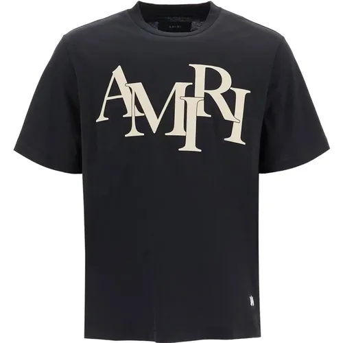 Staggered Logo Crew Neck T-shirt , Herren, Größe: M - Amiri - Modalova