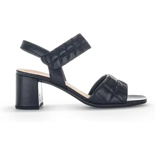 Schwarze Leder Sommer Sandalen , Damen, Größe: 38 1/2 EU - Gabor - Modalova