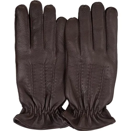 Leather Drummed Gloves with Wool/Cashmere Lining , male, Sizes: 8 1/2 IN, 9 IN, 9 1/2 IN - Orciani - Modalova
