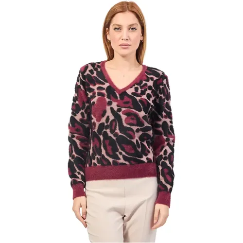 Animal Print V-Ausschnitt Pullover - Fracomina - Modalova