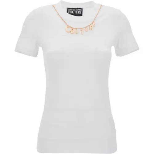 Glamouröses Logo Halskette T-Shirt - Versace Jeans Couture - Modalova