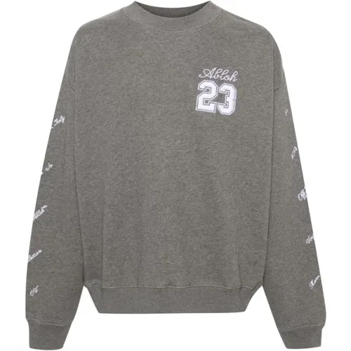 Grey Sweatshirt for Men , male, Sizes: L, M - Off White - Modalova